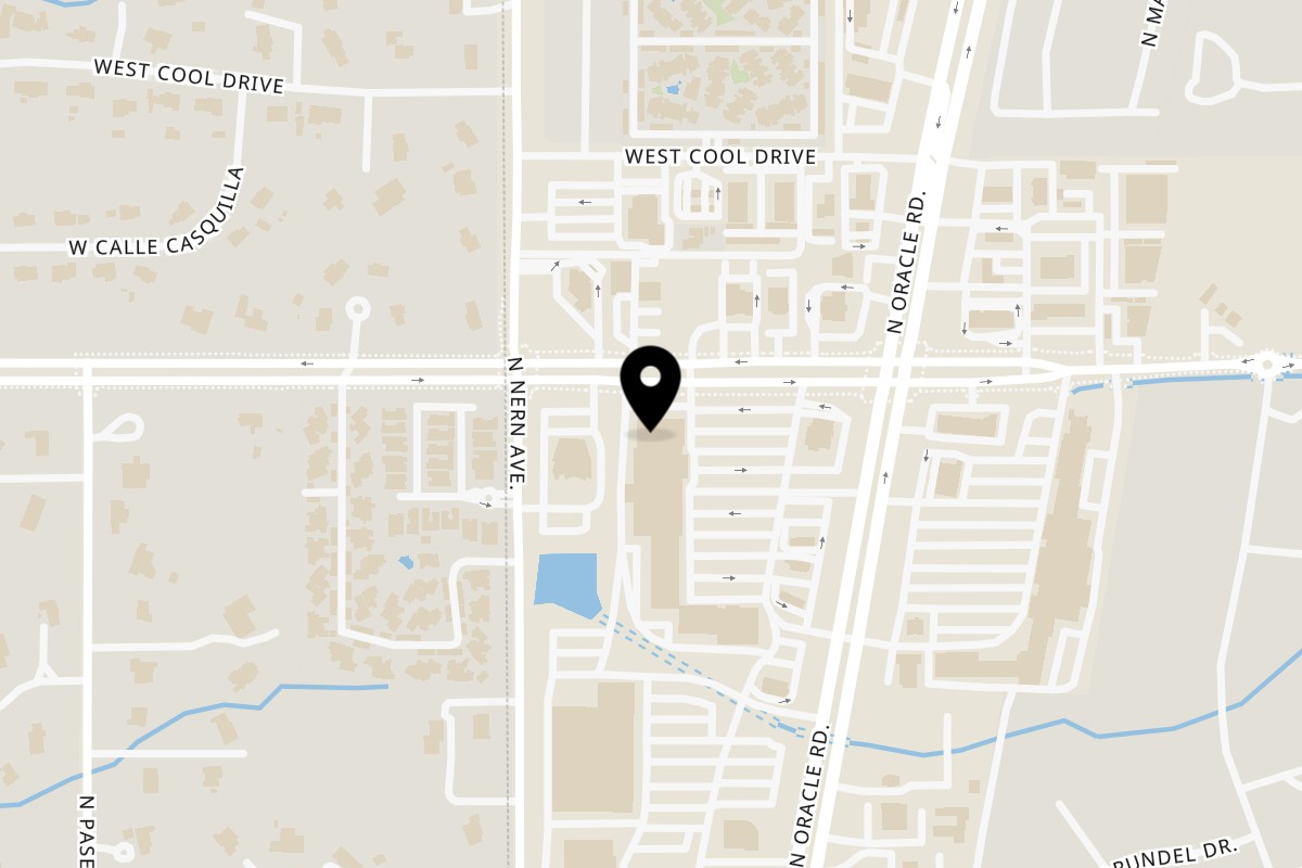 Map showing the location of Mama's Famous Pizza & Heros on 7965 N Oracle Rd #6346 in Oro Valley